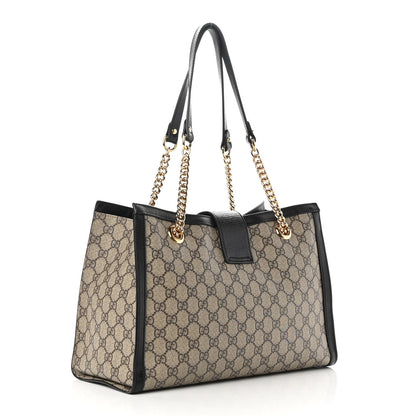 Gucci GG Supreme Monogram Medium Padlock Tote Black 3 of 11