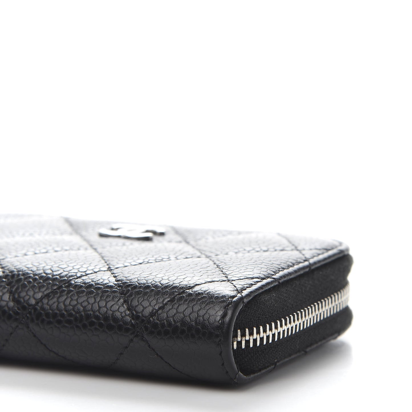Caviar Quilted Zip Coin Purse Black