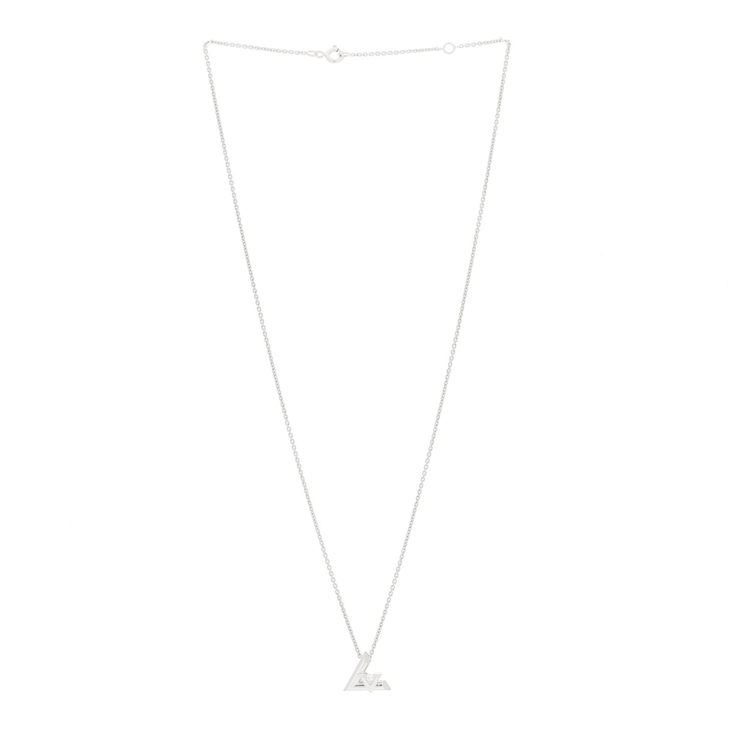 18K White Gold Diamond Small LV Volt One Pendant Necklace