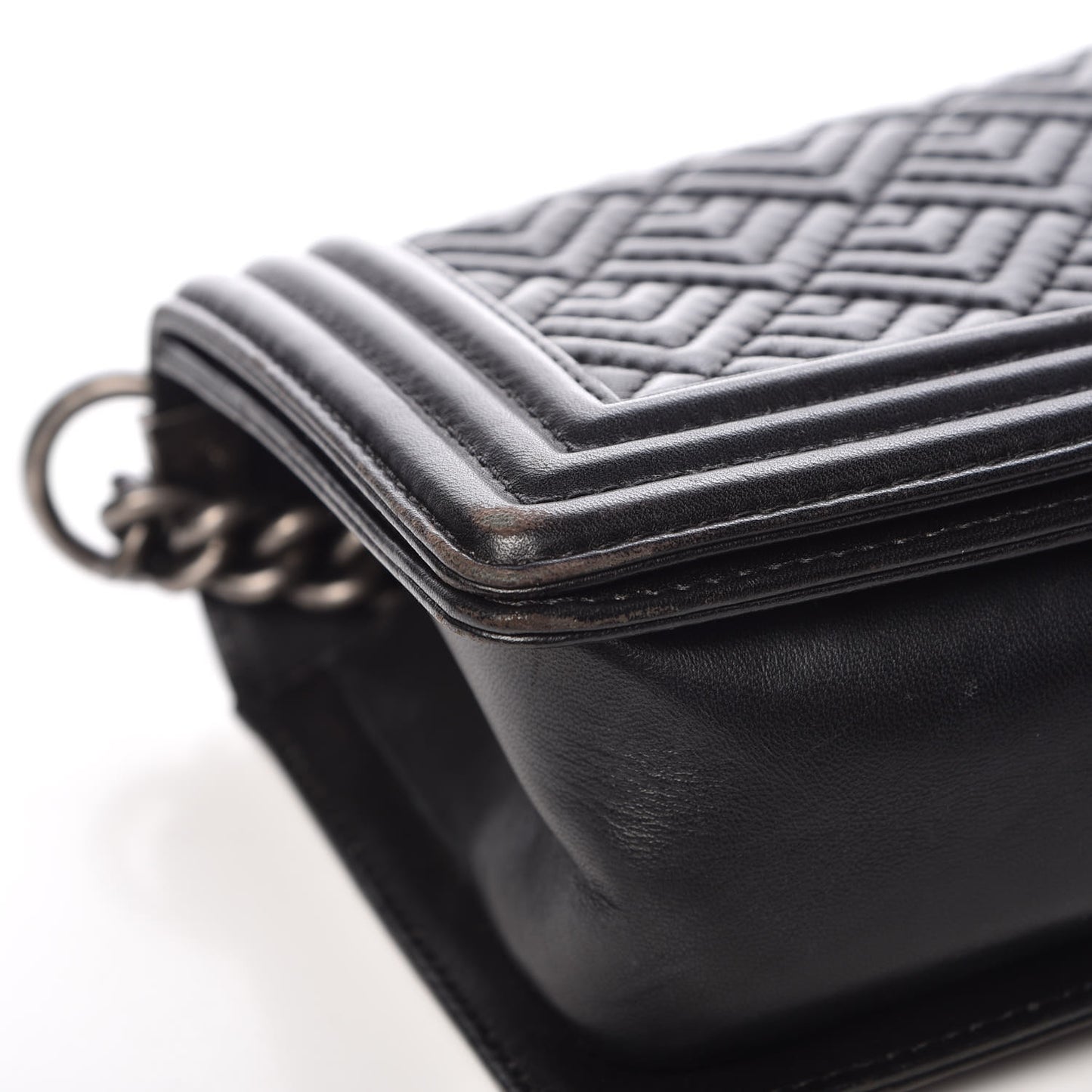 Lambskin Chevron Quilted Medium Boy Flap Black