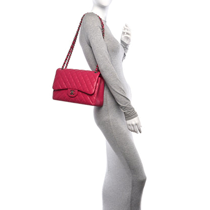 Chanel Caviar Quilted Jumbo Double Flap Dark Pink 2 of 10