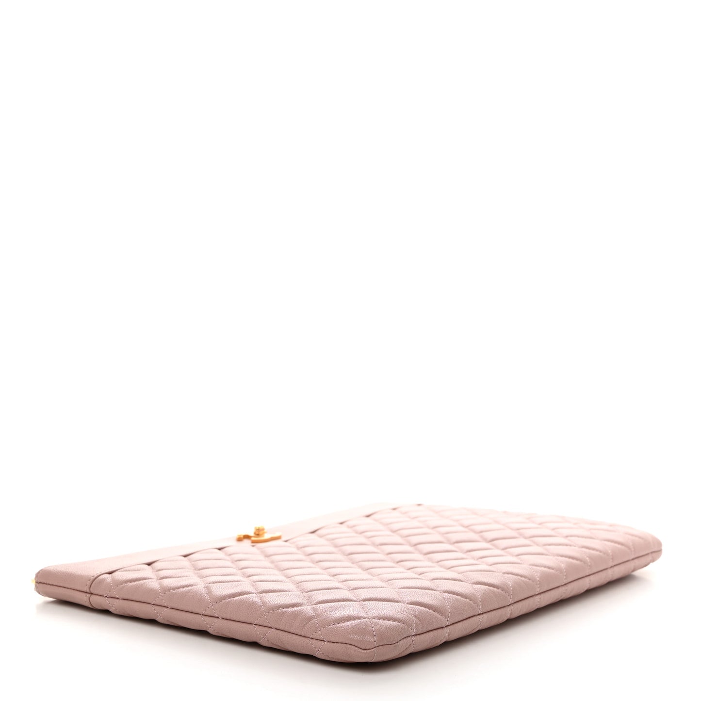 Sheepskin Quilted Large Vintage Mademoiselle Cosmetic Case Light Pink