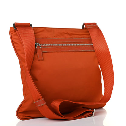 Prada Nylon Vela Flat Messenger Bag Orange 2 of 4