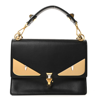 Fendi Vitello Liberty Lucido Metal Monster Eyes Studded Kan I Shoulder Bag Black 1 of 10