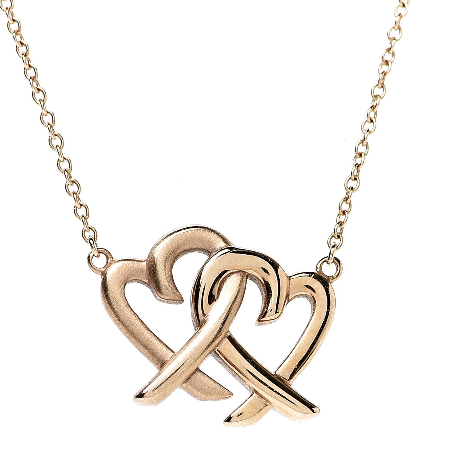 18K Rose Gold Paloma Picasso Loving Heart Interlocking Pendant Necklace