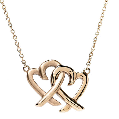 Tiffany 18K Rose Gold Paloma Picasso Loving Heart Interlocking Pendant Necklace 4 of 6