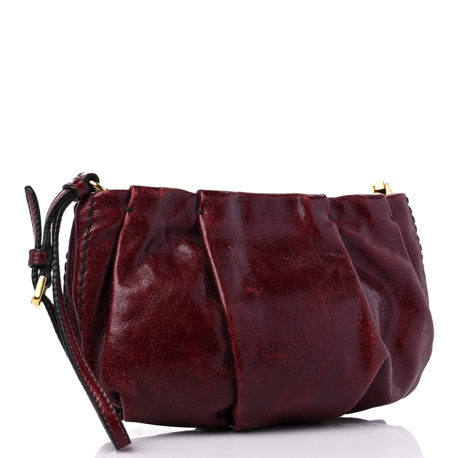 Prada Vitello Shine Mordore Wristlet Clutch Red 3 of 10