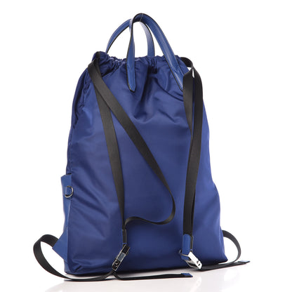 Fendi Nylon Vitello Century Vocabulary Drawstring Backpack Blue Cobalto Blue Neon Sunflower 3 of 11