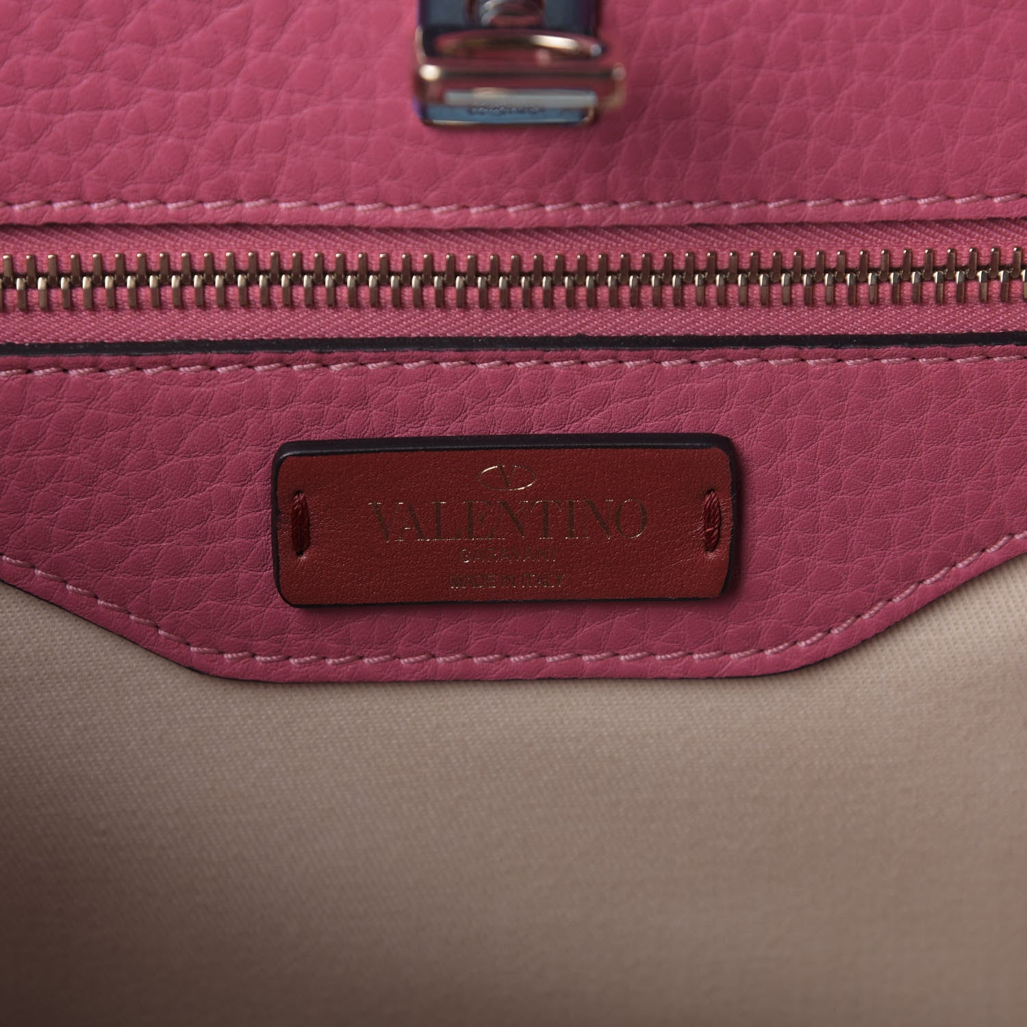 Valentino Garavani Pebbled Calfskin Large JoyLock Satchel Shadow Pink 9 of 9