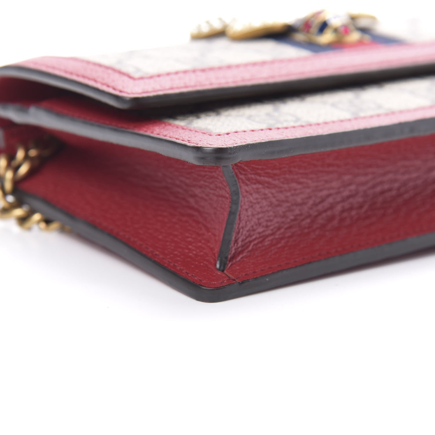 Gucci GG Supreme Monogram Web Queen Margaret Chain Wallet Red 8 of 10