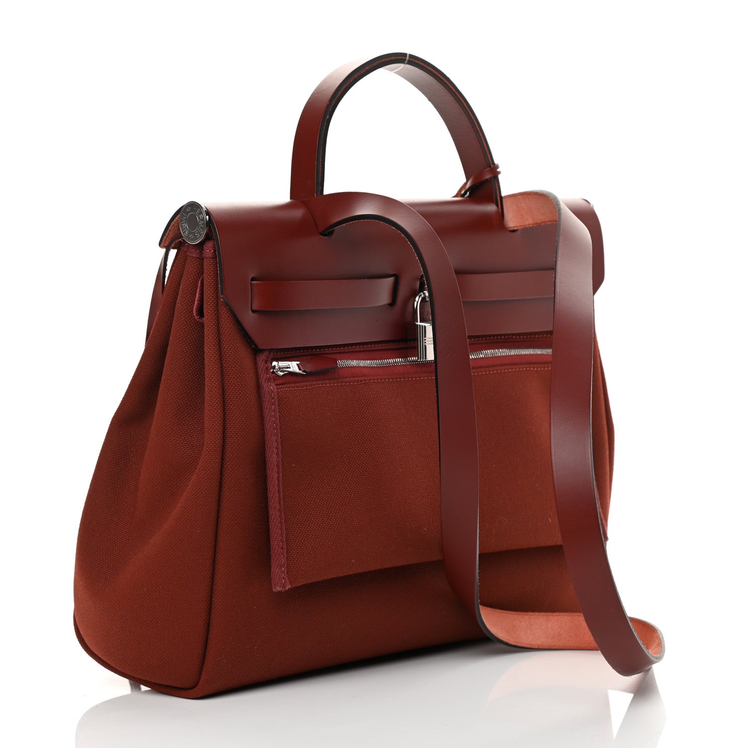 Hermes Vache Hunter Toile Herbag Zip 31 PM Rouge H 4 of 15