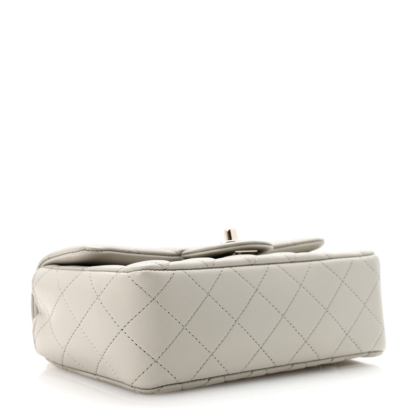 Lambskin Quilted Mini Rectangular Flap Grey