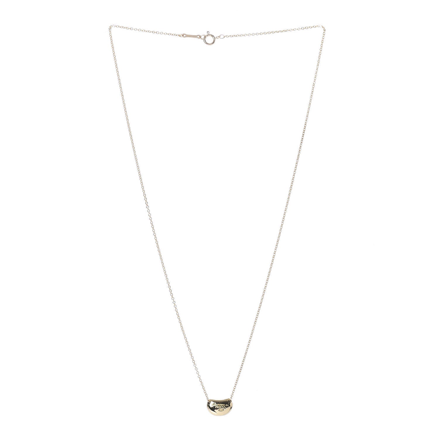 Tiffany 18K Yellow Gold 11mm Elsa Peretti Bean Pendant Necklace 3 of 5