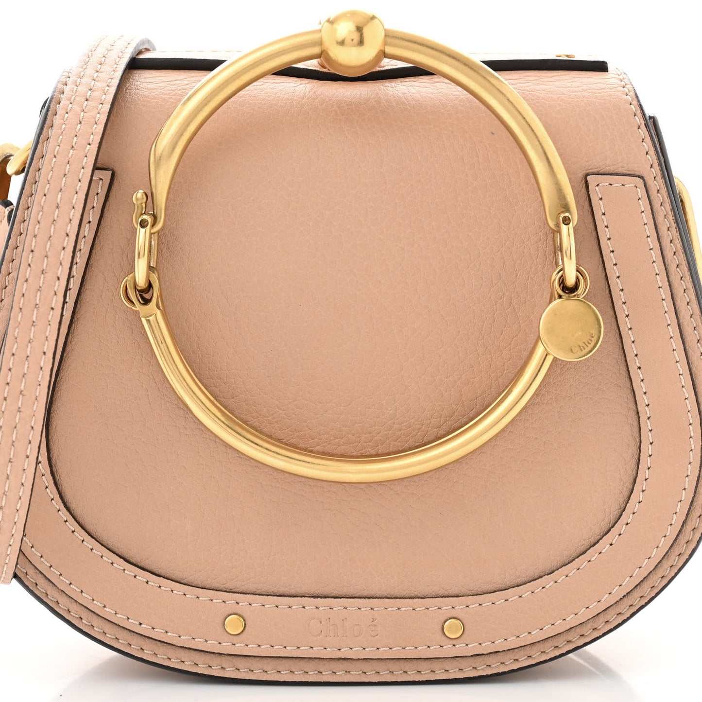Calfskin Suede Small Nile Bracelet Bag Biscotti Beige