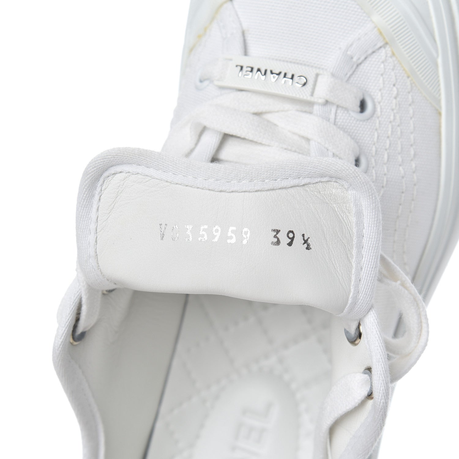 Chanel Fabric Low Top Sneakers 39.5 White 8 of 13