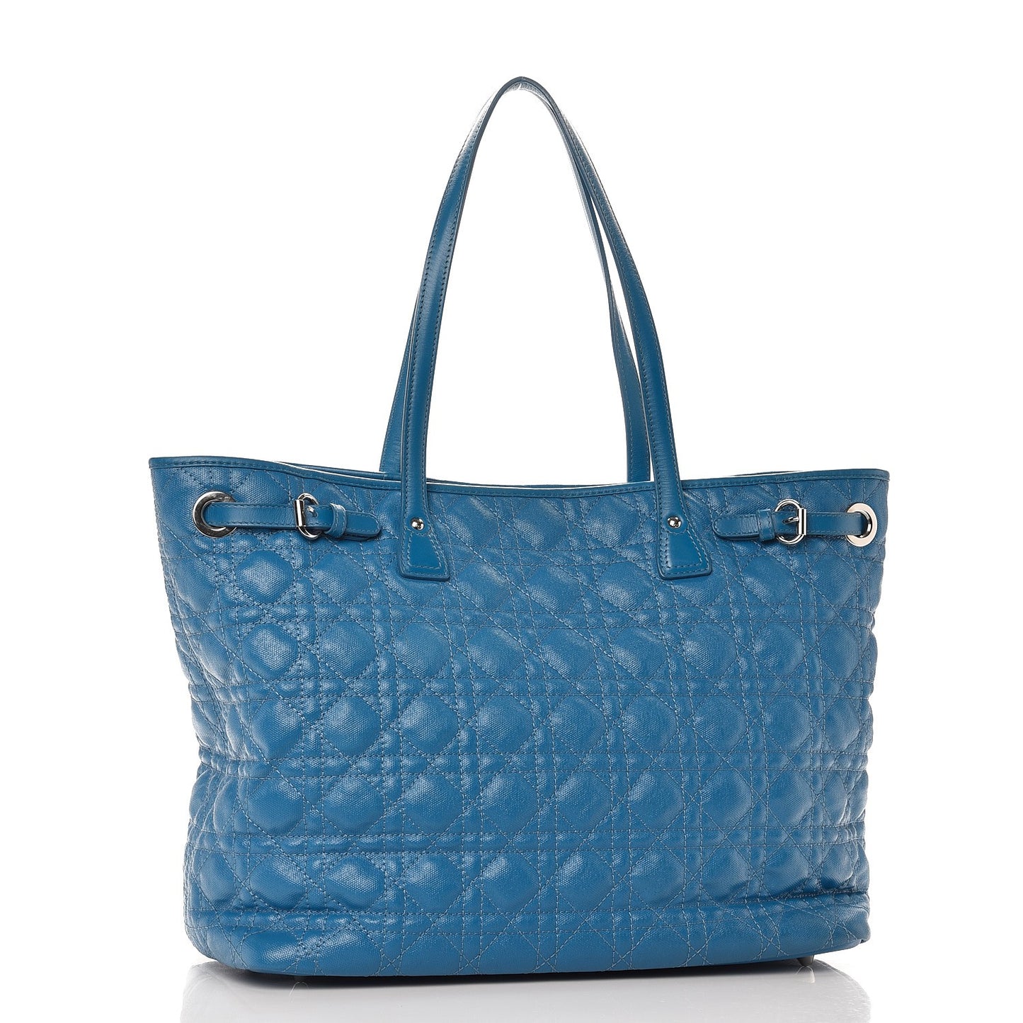 Coated Canvas Cannage Medium Panarea Tote Cobalt Blue