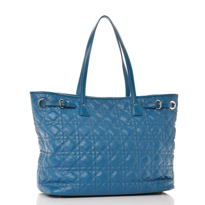 Christian Dior Coated Canvas Cannage Medium Panarea Tote Cobalt Blue 3 of 9