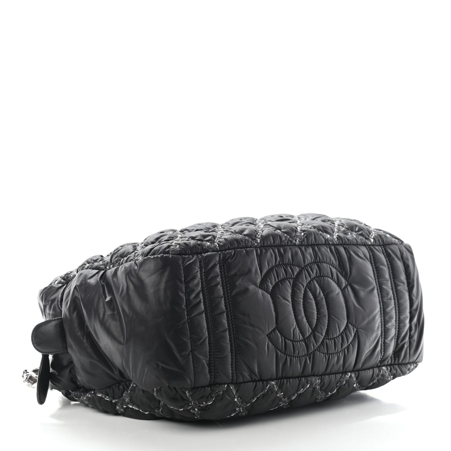 Chanel Nylon Quilted Tweed Stitch Bubble Camera Case Black 4 of 10