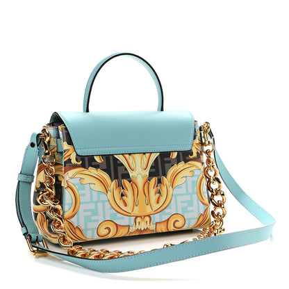 Versace X FENDI Grained Calfskin Fendace La Medusa Medium Top Handle Bag Baby Blue Multicolor 3 of 11