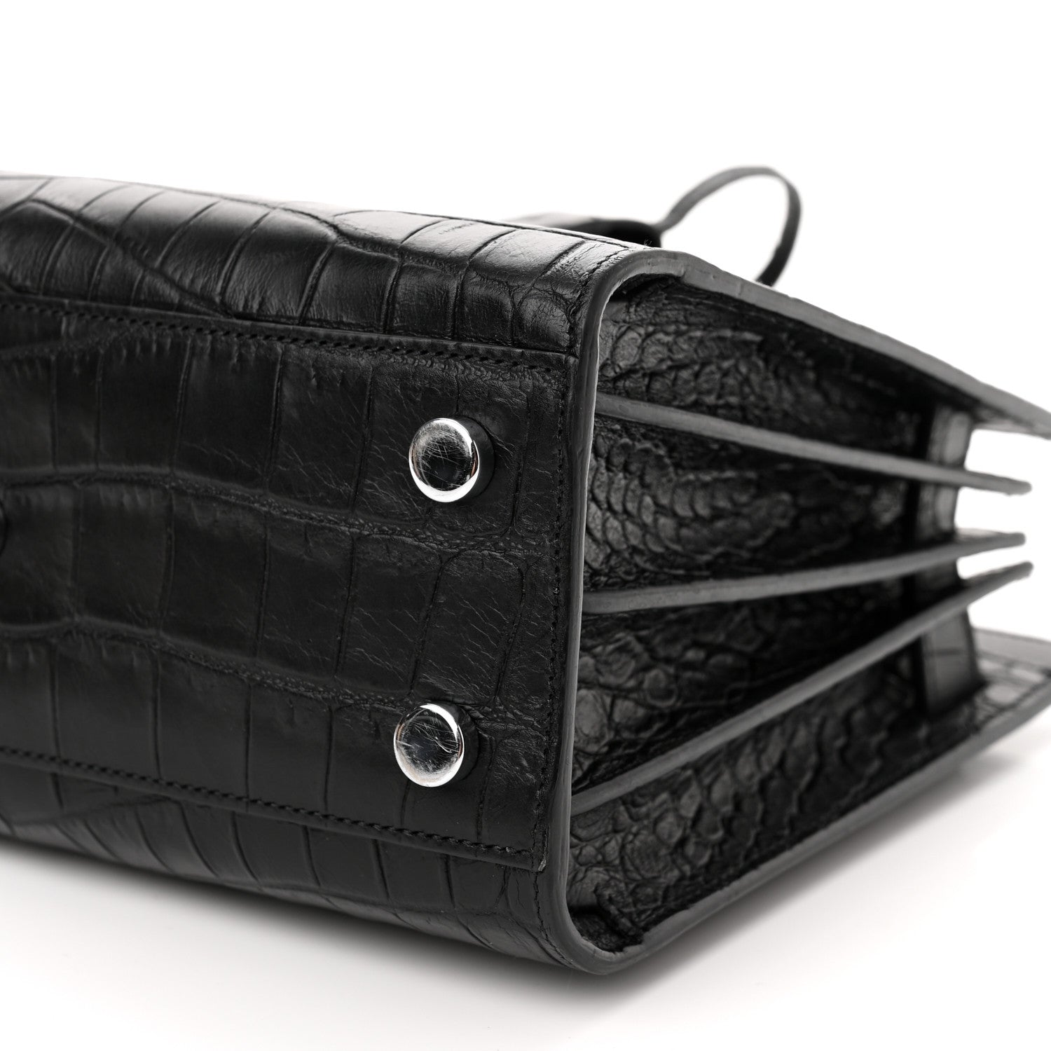 Saint Laurent Calfskin Crocodile Embossed Nano Sac De Jour Black 9 of 9