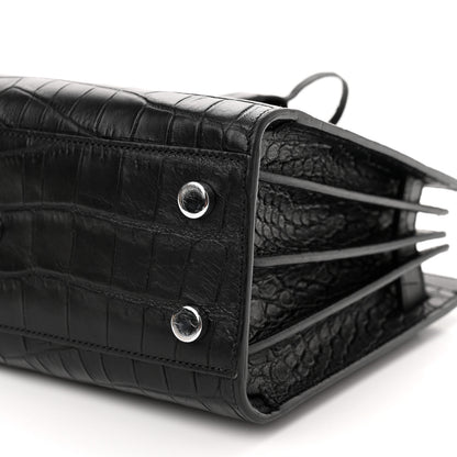 Saint Laurent Calfskin Crocodile Embossed Nano Sac De Jour Black 9 of 9