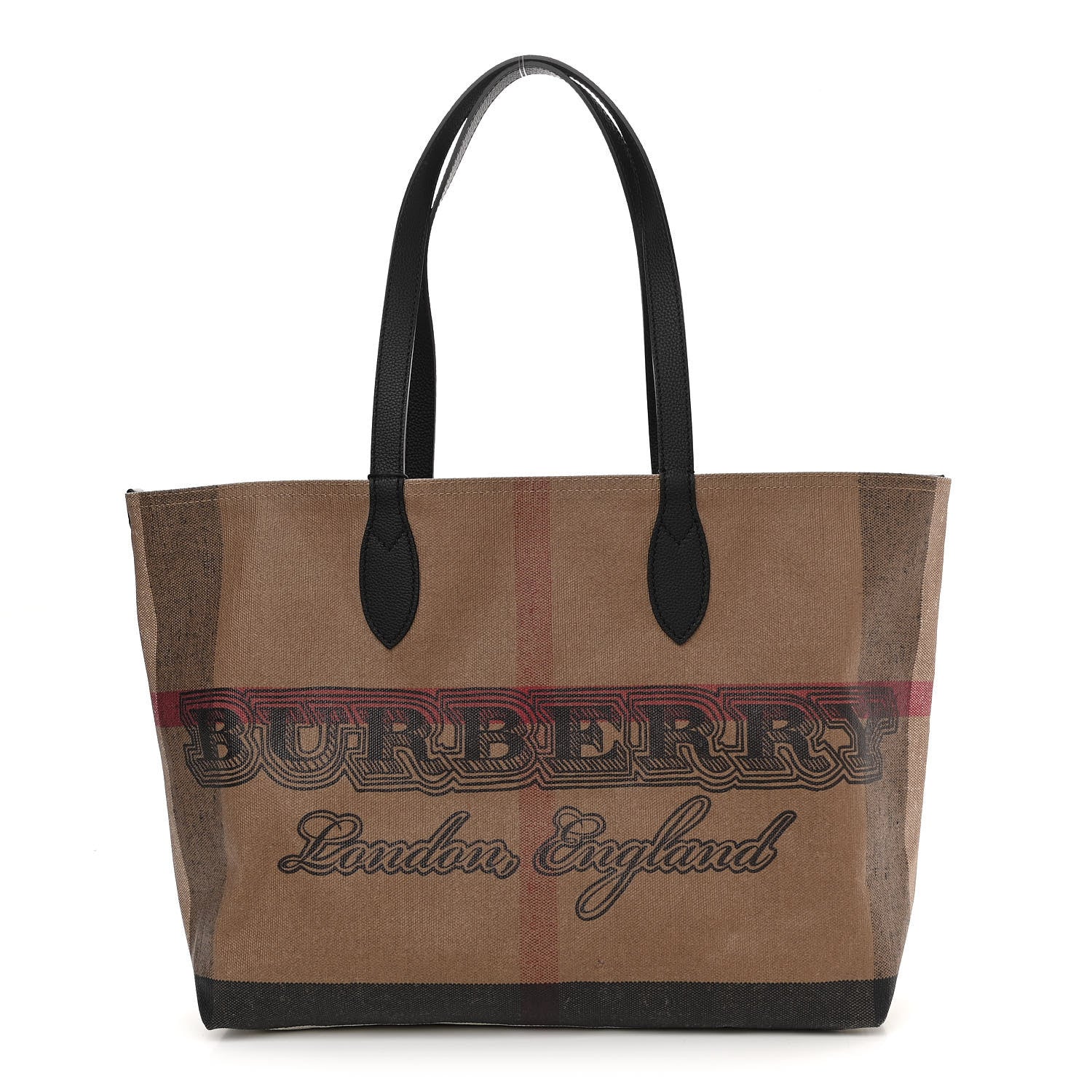 Burberry Coated Canvas Mega Check Medium Doodle Tote Black 1 of 11