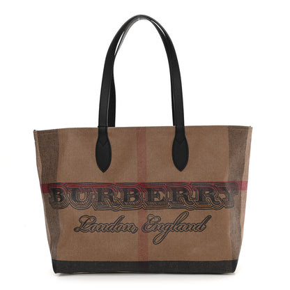 Burberry Coated Canvas Mega Check Medium Doodle Tote Black 1 of 11