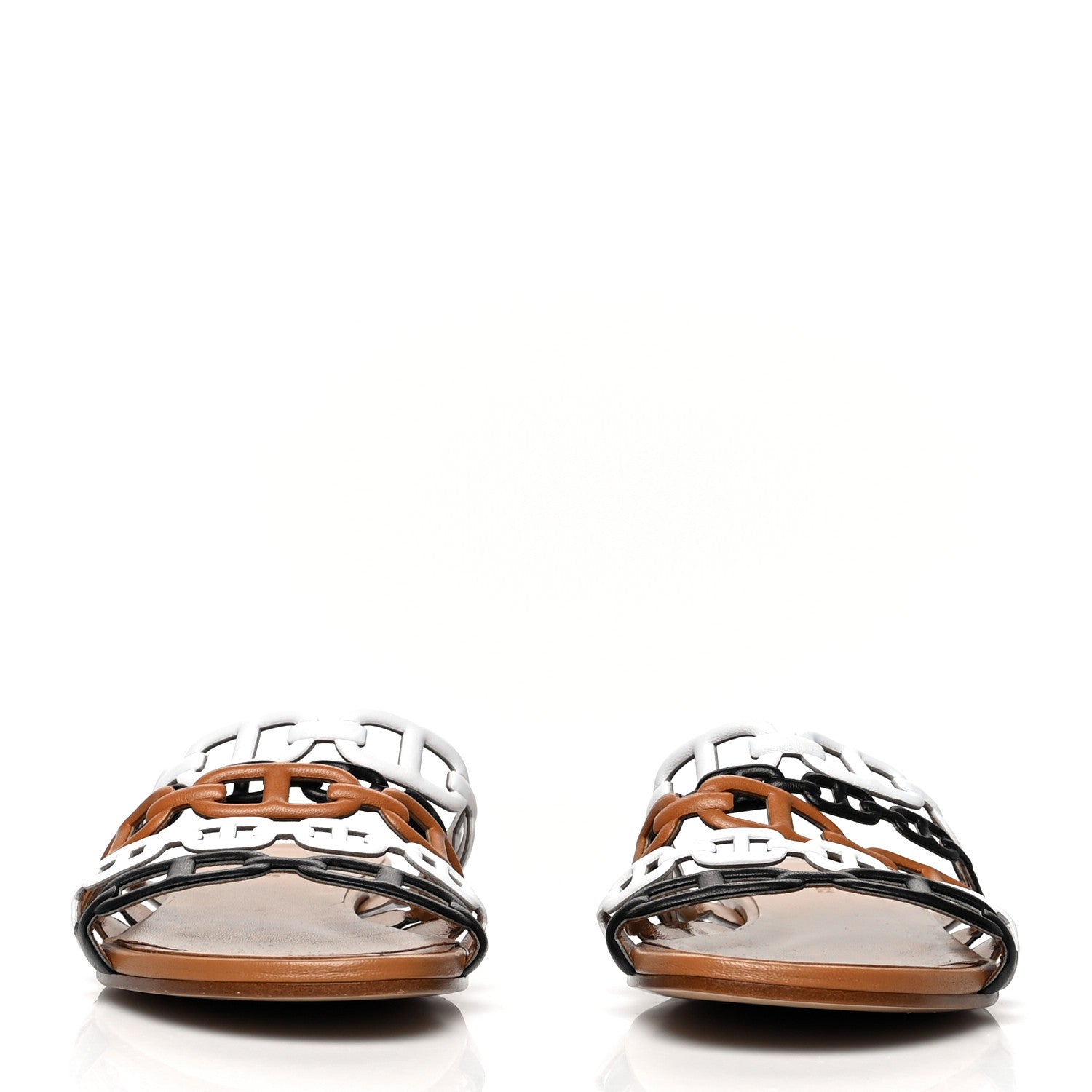 Hermes Nappa Thalassa Sandals 38 Camel Black White 2 of 8