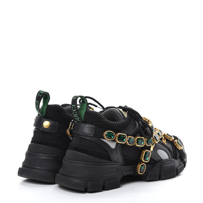Gucci X SEGA Mesh Suede Calfskin Removable Crystals Womens Flashtrek Sneakers 39 Black Silver 4 of 12