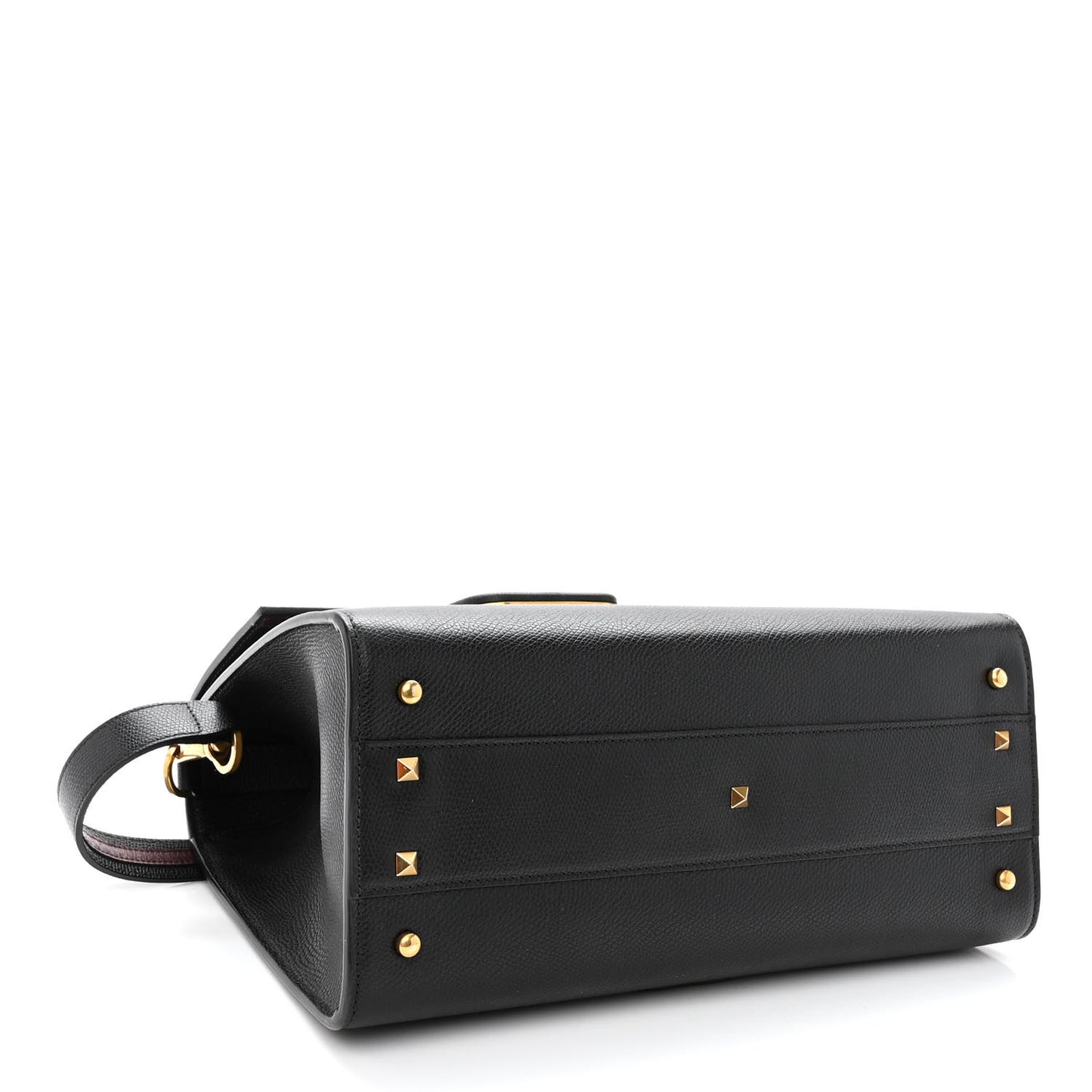 Grainy Calfskin Medium VSling Top Handle Bag Black