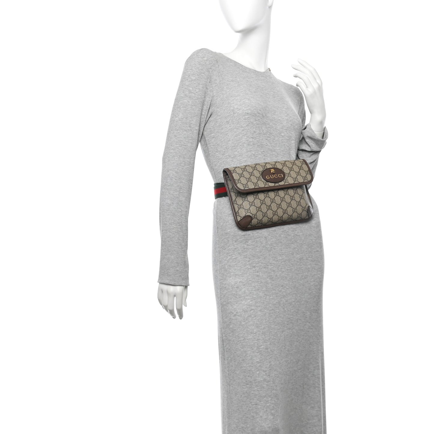 GG Supreme Monogram Neo Vintage Web Belt Bag Brown