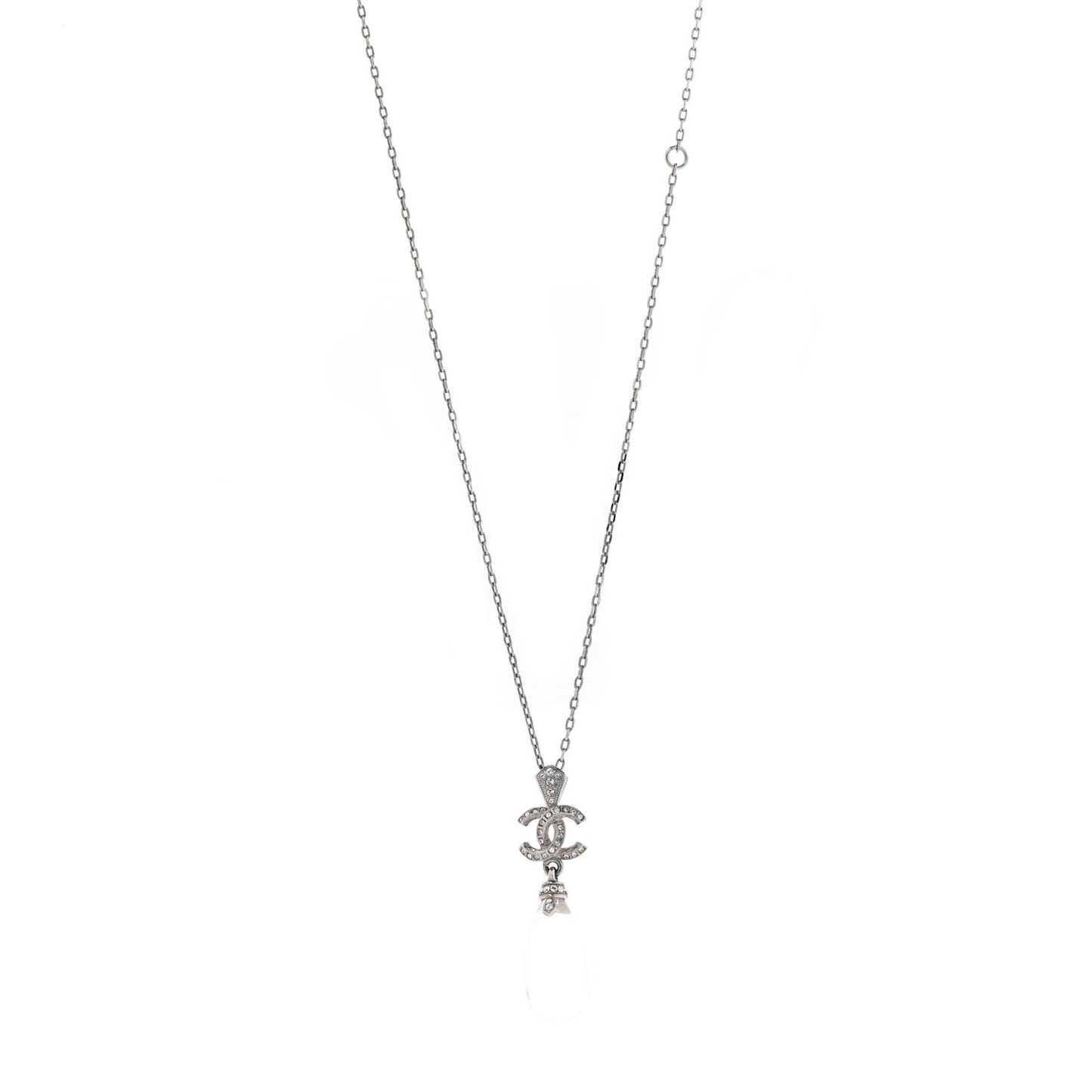 CC Crystal Teardrop Necklace Silver