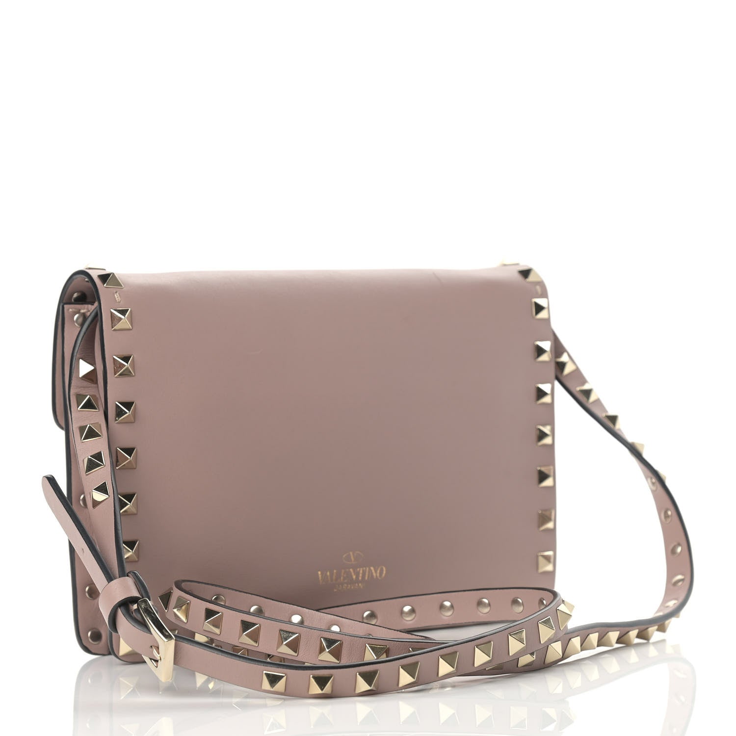 Valentino Garavani Vitello Rockstud Shoulder Flap Bag Poudre 3 of 11