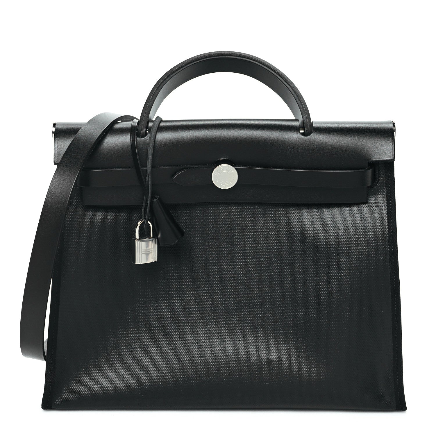 Hermes Toile H Berline Vache Hunter Herbag Zip PM 31 Black Ecru 1 of 11