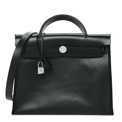 Hermes Toile H Berline Vache Hunter Herbag Zip PM 31 Black Ecru 1 of 11