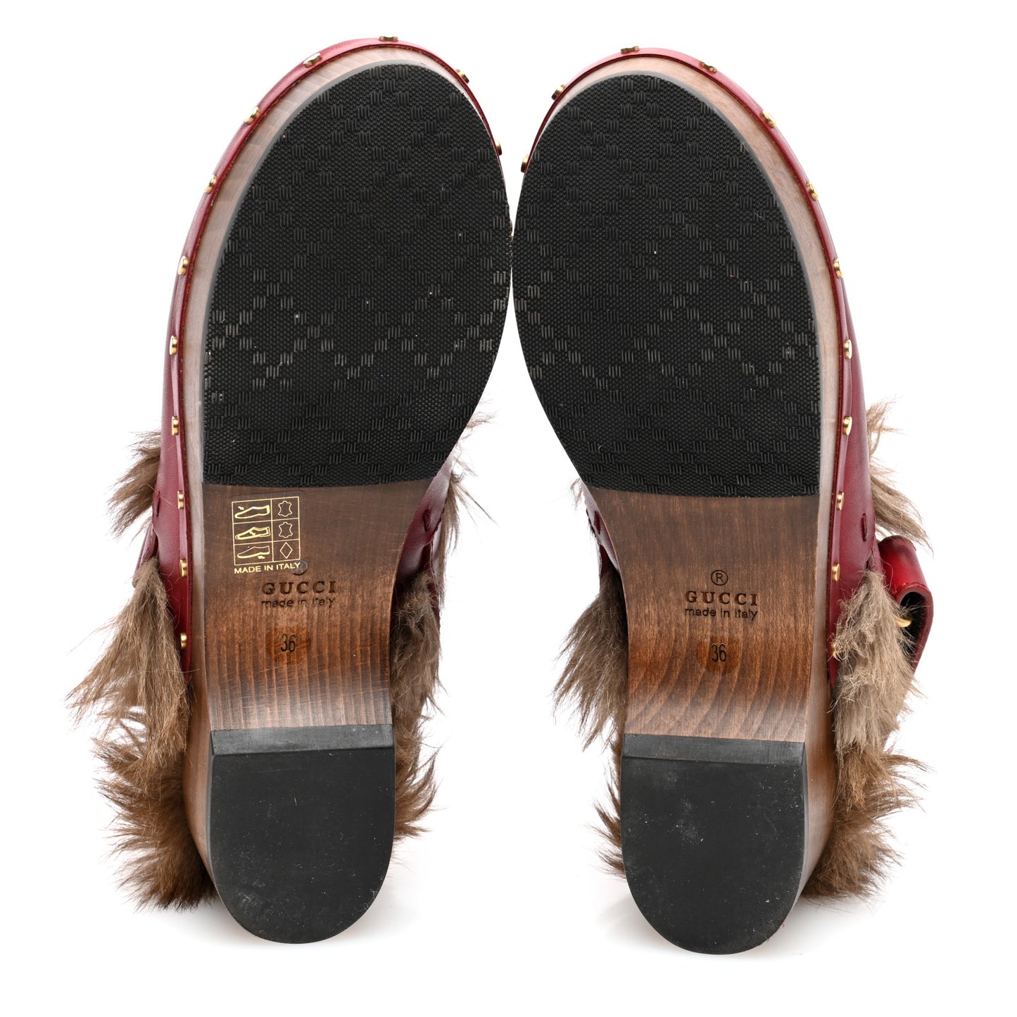 Calfskin Fur Horsebit Amstel Slingback Clogs 36 Rosso Naturale