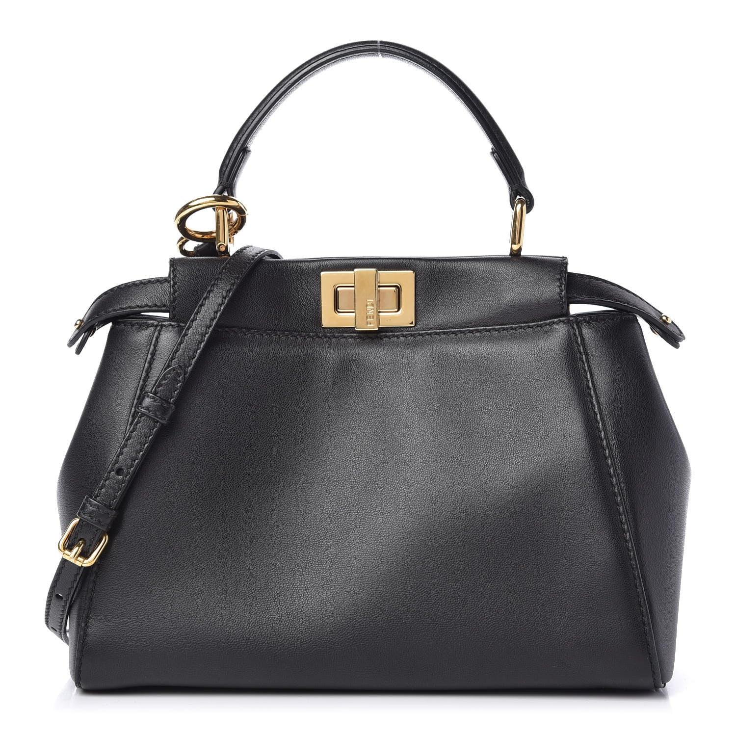 Fendi Nappa Mini Peekaboo Iconic Satchel Black 1 of 9