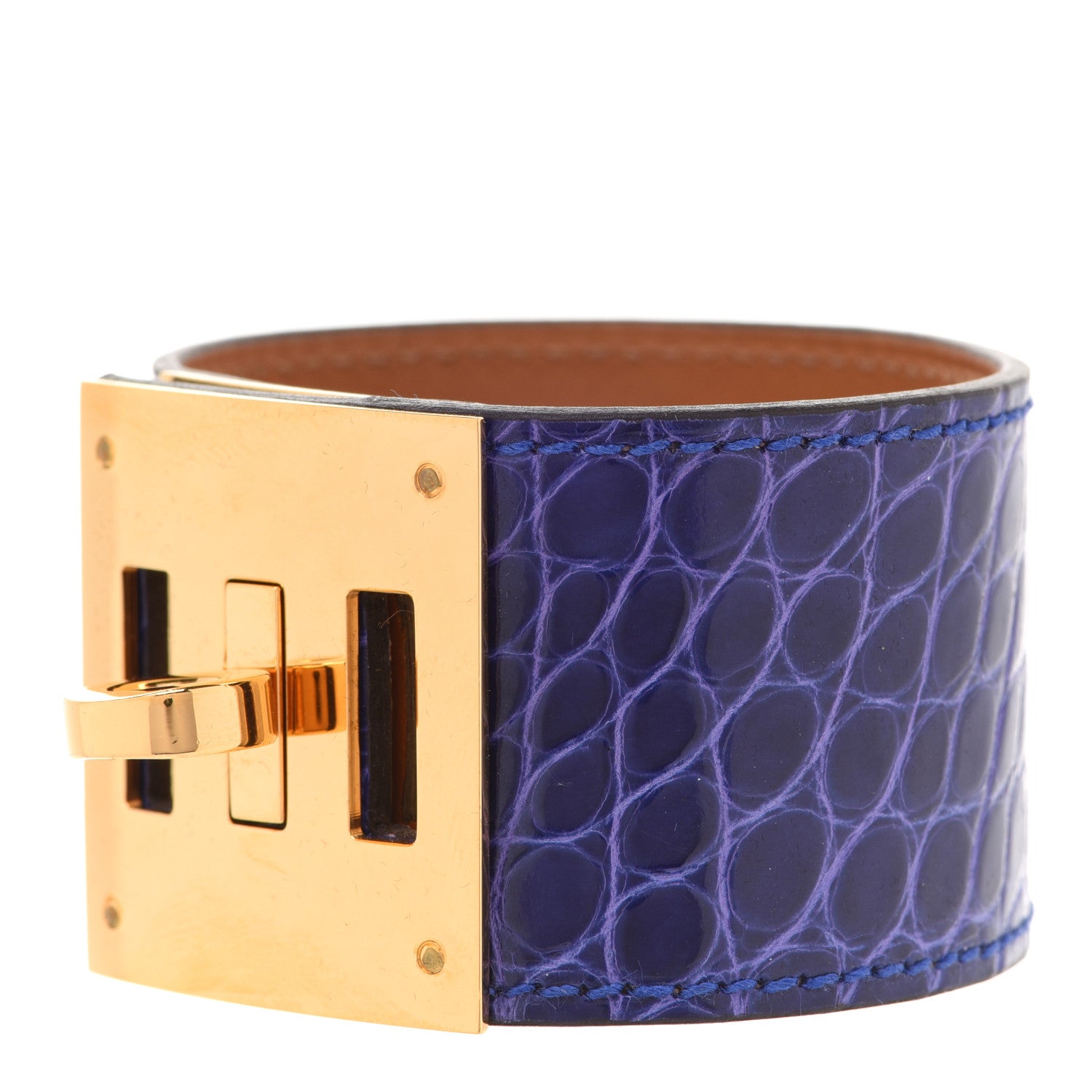 Hermes Shiny Alligator Kelly Dog Bracelet Bleu Electrique 1 of 7