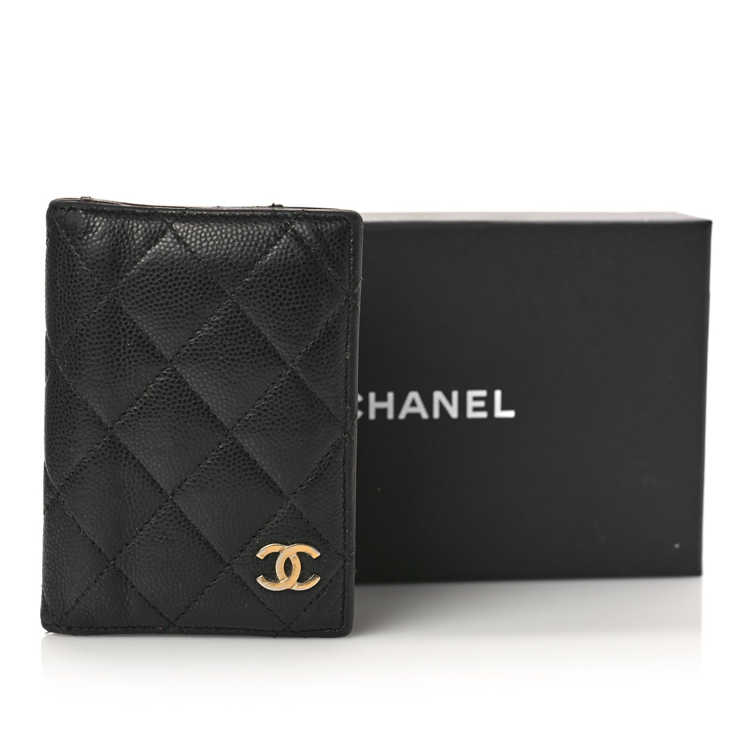 Caviar Quilted Card Holder Wallet Black
