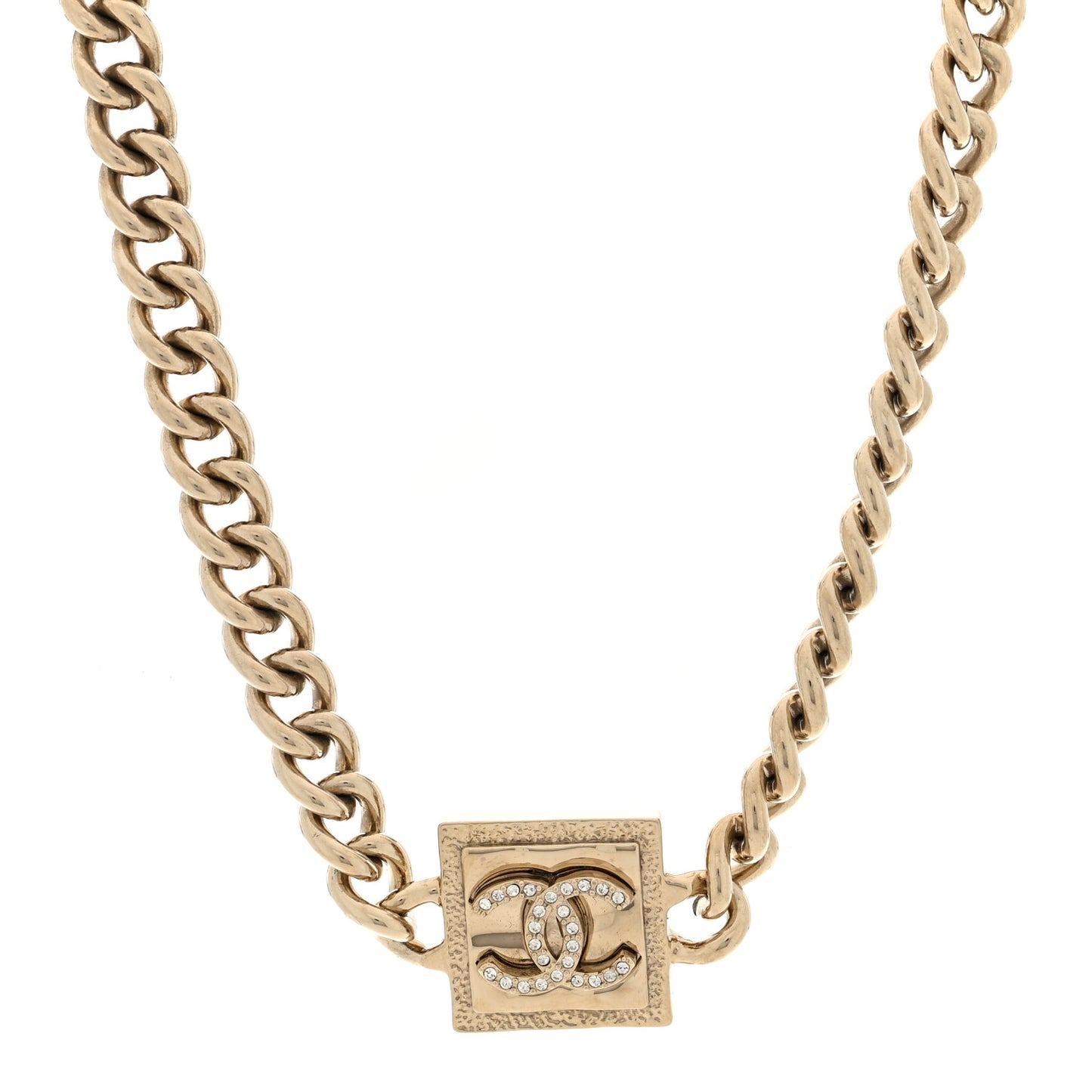 Metal Crystal CC Choker Gold