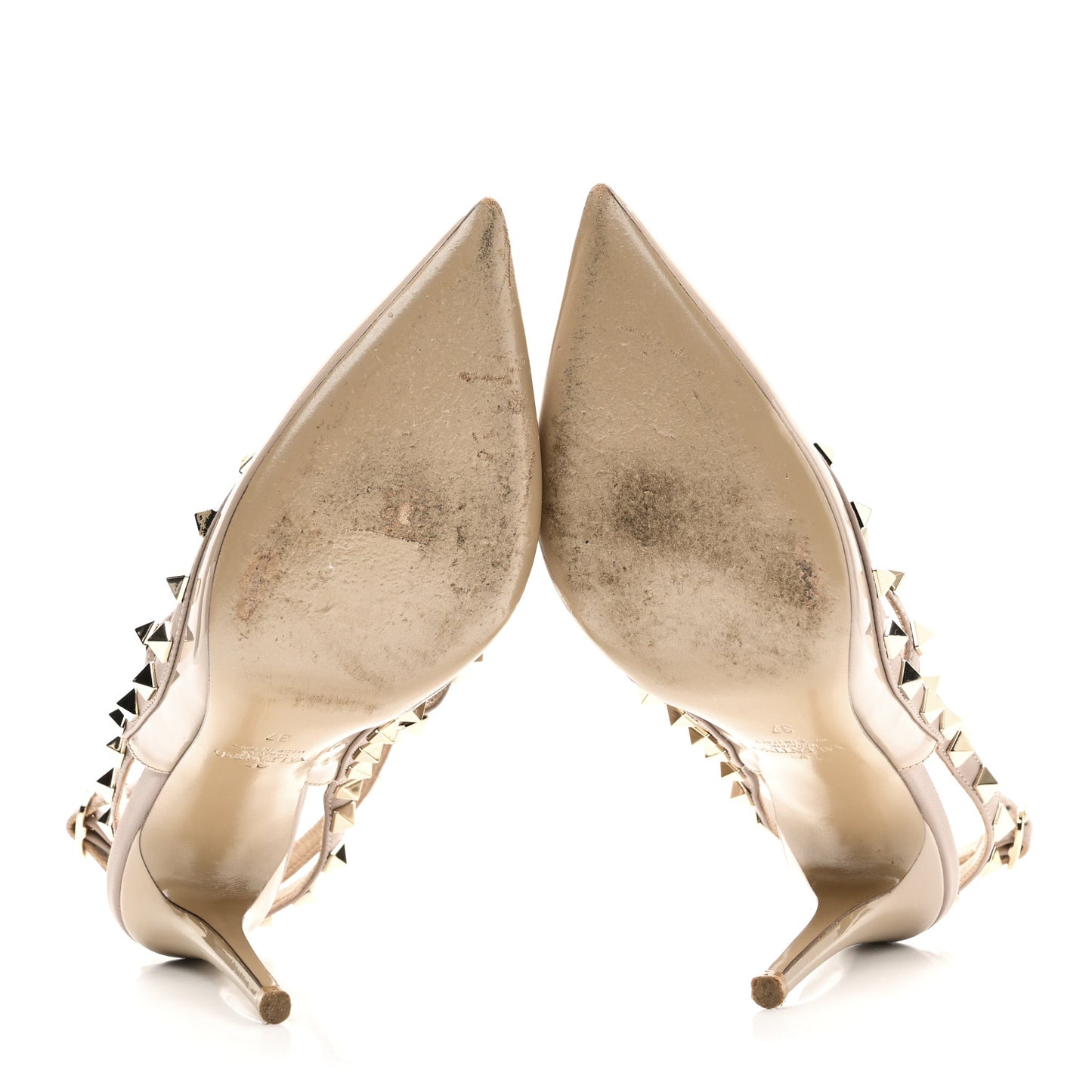 Patent Nappa Rockstud Ankle Strap 100mm Pumps 37 Poudre