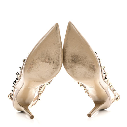Valentino Garavani Patent Nappa Rockstud Ankle Strap 100mm Pumps 37 Poudre 7 of 9