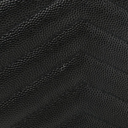 Saint Laurent Grain De Poudre Matelasse Chevron Monogram Monochrome Chain Wallet Black 10 of 11