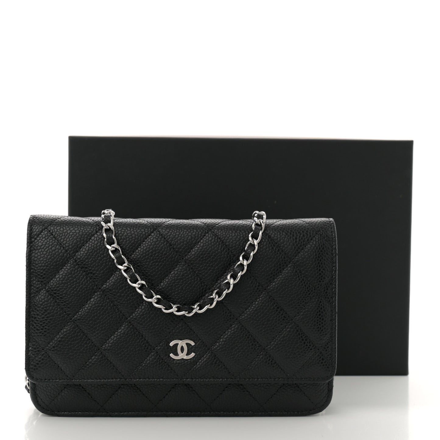 Caviar Quilted Wallet on Chain WOC Black