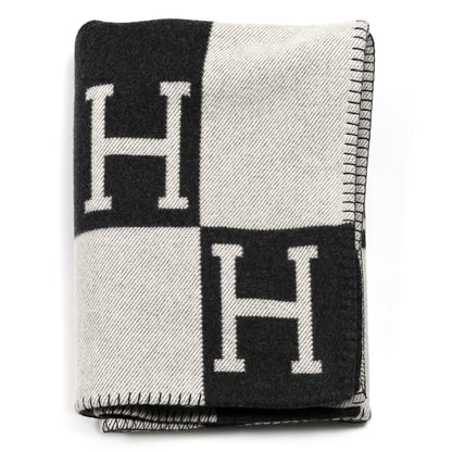 Hermes Wool Cashmere Avalon Blanket Ecru Gris Fonce 1 of 3