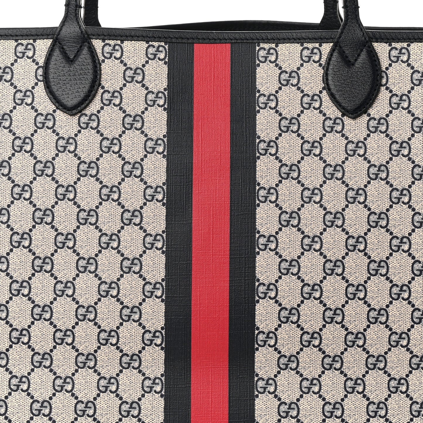 GG Supreme Monogram Textured Dollar Calfskin Web Large Ophidia Tote Beige Blue