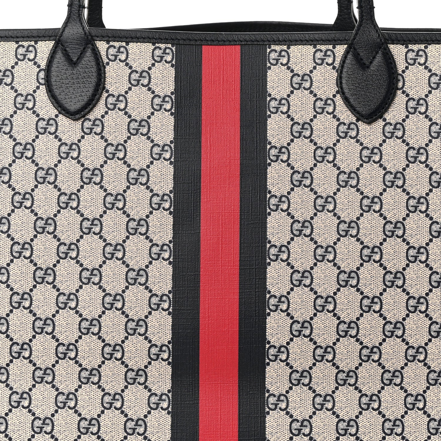 Gucci GG Supreme Monogram Textured Dollar Calfskin Web Large Ophidia Tote Beige Blue 8 of 10
