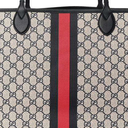 Gucci GG Supreme Monogram Textured Dollar Calfskin Web Large Ophidia Tote Beige Blue 8 of 10