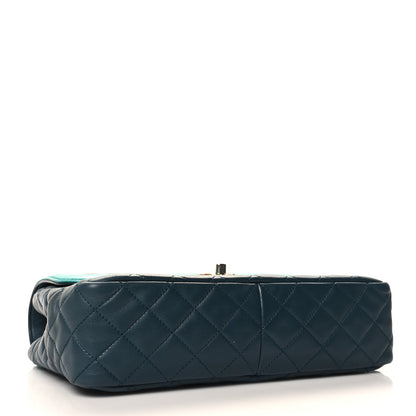 Chanel Lambskin Quilted Medium Two Tone Day Flap Navy Turquoise 4 of 10