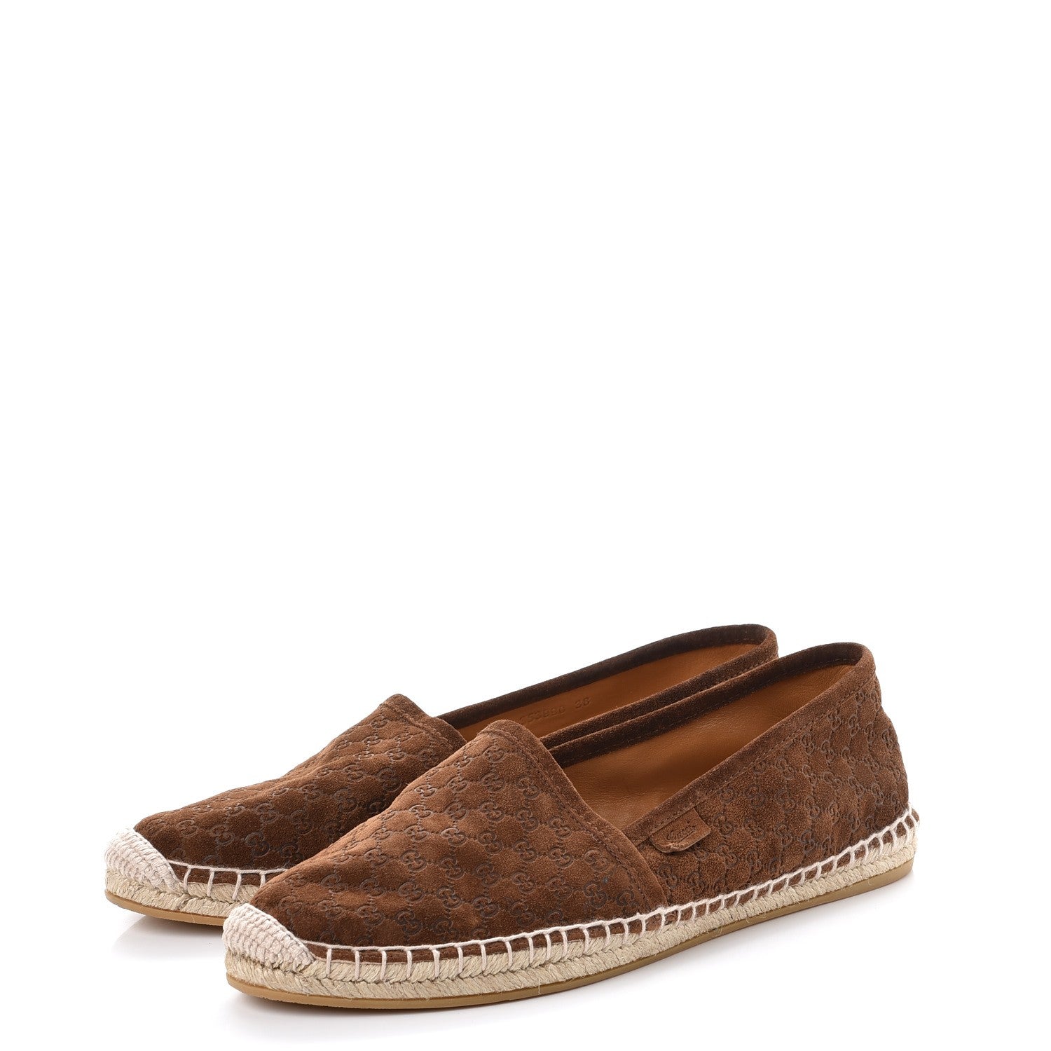 Gucci Suede Guccissima Pilar Espadrille Flats 38 Nut Brown 3 of 10